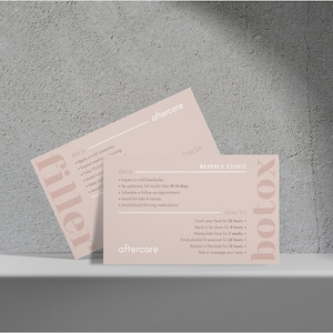 DIY Botox Filler Nazorgkaart Ontwerp Mini-sjablonen, bewerkbare, afdrukbare, instant, esthetische schoonheidspostverzorging, injectables Face Guide Card