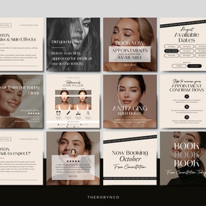 Luxe Botox en Filler Instagram-postsjablonen Inhoudsontwerp, bewerkbare Instant Medspa-verpleegkundige Esthetische schoonheidssalon Sociale media-nazorg