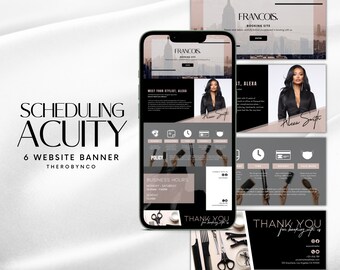 DIY Acuity Site, Acuity Scheduling Banner Templates, Booking Site Template, Hair Stylist, Online Reservation RSVP Website, Canva DIY Instant