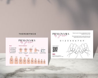 DIY Press On Nail Sizing Kit Chart Card Templates Design, Editable Printable, Customize Personalise Size Kit, How To Measure your nail
