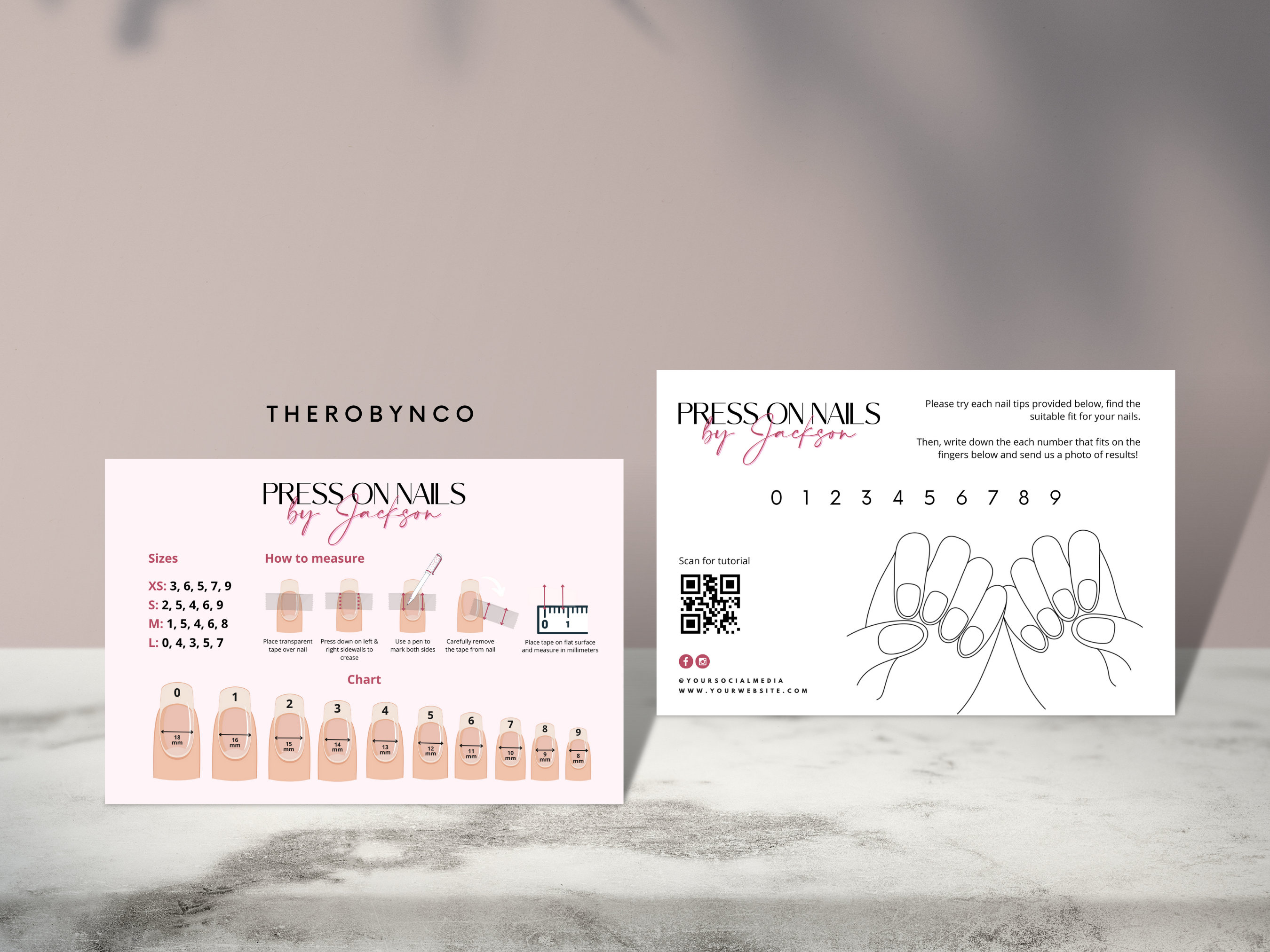 DIY Press on Nail Sizing Kit Chart Card Templates Design - Etsy