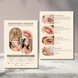 DIY Beauty Salon Flyer Templates Design, Hair Nail Makeup Salon, Edytowalny, Do druku, Natychmiastowy, Promocja Kosmetyczka Kosmetyczka PMU Canva