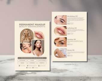 DIY Beauty Salon Flyer Templates Design, Hair Nail Makeup Salon, Editable, Printable, Instant, Promotion Esthetician Beautician PMU Canva