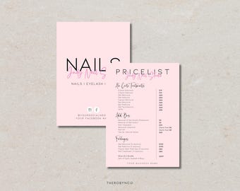 JUDY Nails Salon Price List Pre Made Templates, Editable, Printable, Instant, Beauty Nail Manicure, Pricing Design, Minimalist Hair Menu