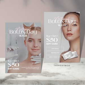 DIY National Botox's Day Filler Beauty Flyer Vorlagen Design Brand Awareness Editierbar druckbare Instant Aesthetics Salon Werbung IG