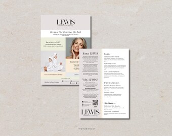 DIY Beauty Salon Flyer Templates Design, Hair Nail Makeup Salon, Editable, Printable, Instant, Promotion Esthetician, Mother's Day