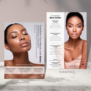 DIY Botox Dermal Filler pakketten Flyer sjablonen ontwerp, merkbekendheid bewerkbare afdrukbare, Instant, Promo esthetische salon, advertentie