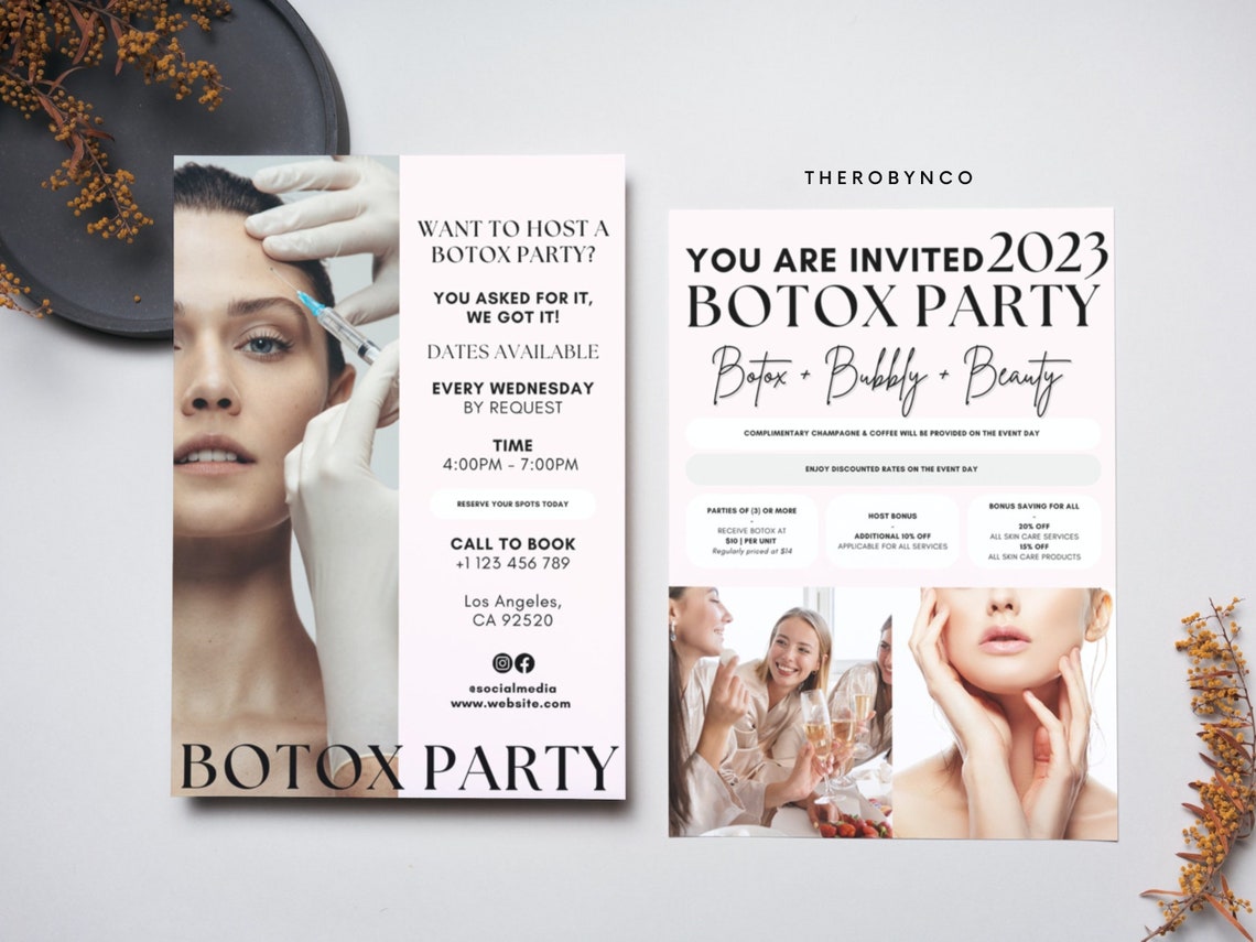 DIY Botox Party Promotional Beauty Flyer Templates, Editable Printable ...