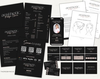 Large 23+ Esthetician Botox Filler Branding Kit Bundle Templates Design, Brand Kit, Price List, Logo, Identity, Editable Printable, Canva