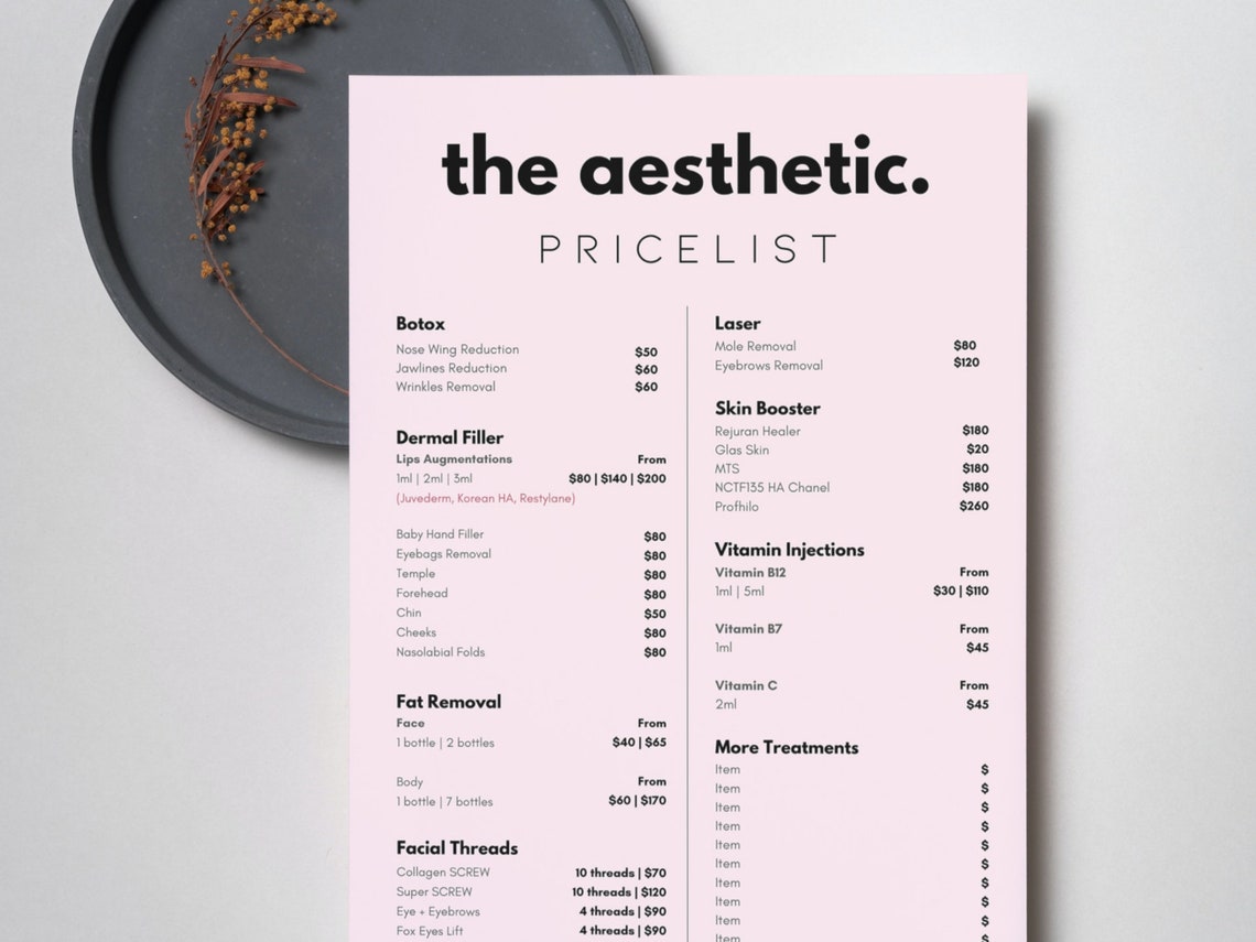DIY Aesthetic Price List Design Templates Pre Made Complete Etsy UK