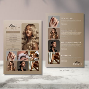 DIY Beauty Salon Flyer Templates Design, Hair Nail Makeup Salon, Edytowalny, Do druku, Natychmiastowy, Promocja Kosmetyczka Kosmetyczka PMU Canva