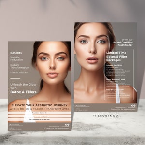 DIY Botox Dermal Filler Package Flyer Templates Design, Brand Awareable Editable Printable, Instant, Promo Aesthetic Salon, Reklama
