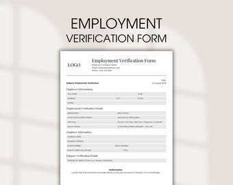 Employment Verification Form Letter, Editable Printable Canva, Proof of Employment Confirmation Form, With Logo Form, Purpose Verify