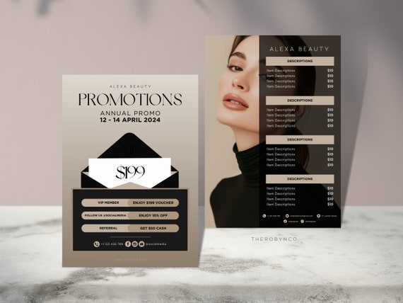 DIY Aesthetic Price List Design Templates, Pricing List Botox Lip FIller Beauty Business Injectables Face, Beauty Salon Menu Catalog Promo