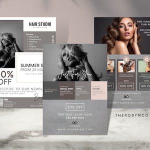 Friseursalon Flyer Vorlagen Design, bearbeitbar druckbar 2022, Beauty Hair Services Business, Sale Promo, Anzeigen Poster Social Media Instagram