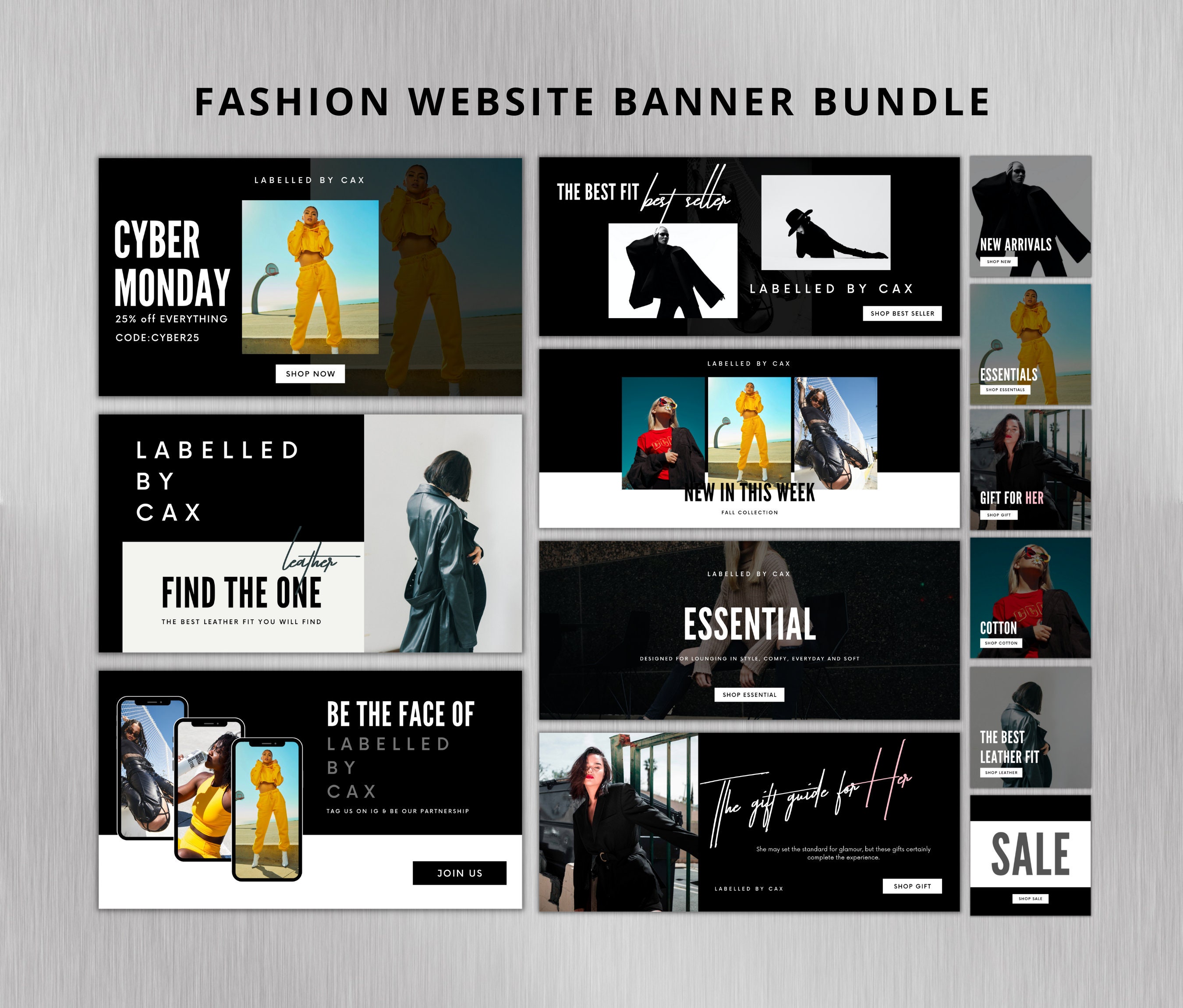 Fashion Web Banner Design Templates Shopify Clothing Online Etsy