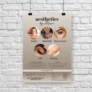 DIY Beauty Salon Flyer Templates Design, Hair Nail Makeup Salon, Edytowalny, Do druku, Natychmiastowy, Promocja Kosmetyczka Kosmetyczka PMU Canva