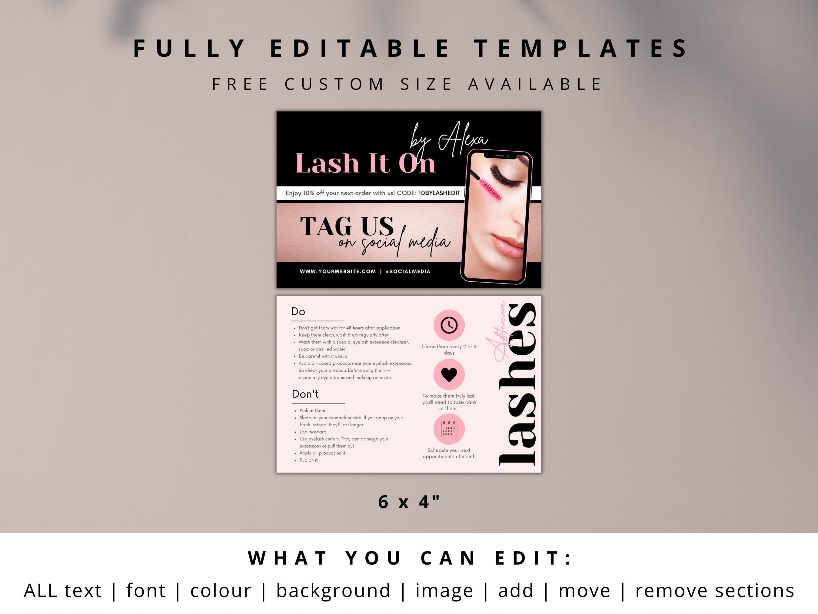 Lash Extension Aftercare Card Design Templates Do and - Etsy