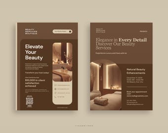 DIY Beauty Salon Flyer Templates Design, Hair Nail Makeup Salon, Editable, Printable, Instant, Promotion Esthetician Beautician PMU Canva