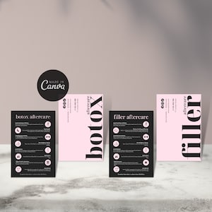 DIY Botox Filler Nazorgkaart Ontwerp Mini-sjablonen, bewerkbare, afdrukbare, instant, esthetische schoonheidspostverzorging, injectables Face Guide Card