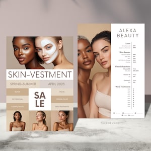 DIY Beauty Salon Flyer Templates Design, Hair Nail Makeup Salon, Editable Printable, Medspa Price Esthetician Facial Skin Botox Filler Canva