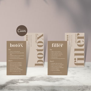 DIY Botox Filler Aftercare Card Design Mini Templates, Edytowalne, Do Wydrukowania, Natychmiastowe, Estetyczna Pielęgnacja Urody, Wstrzykiwalne, Poradnik Twarzy
