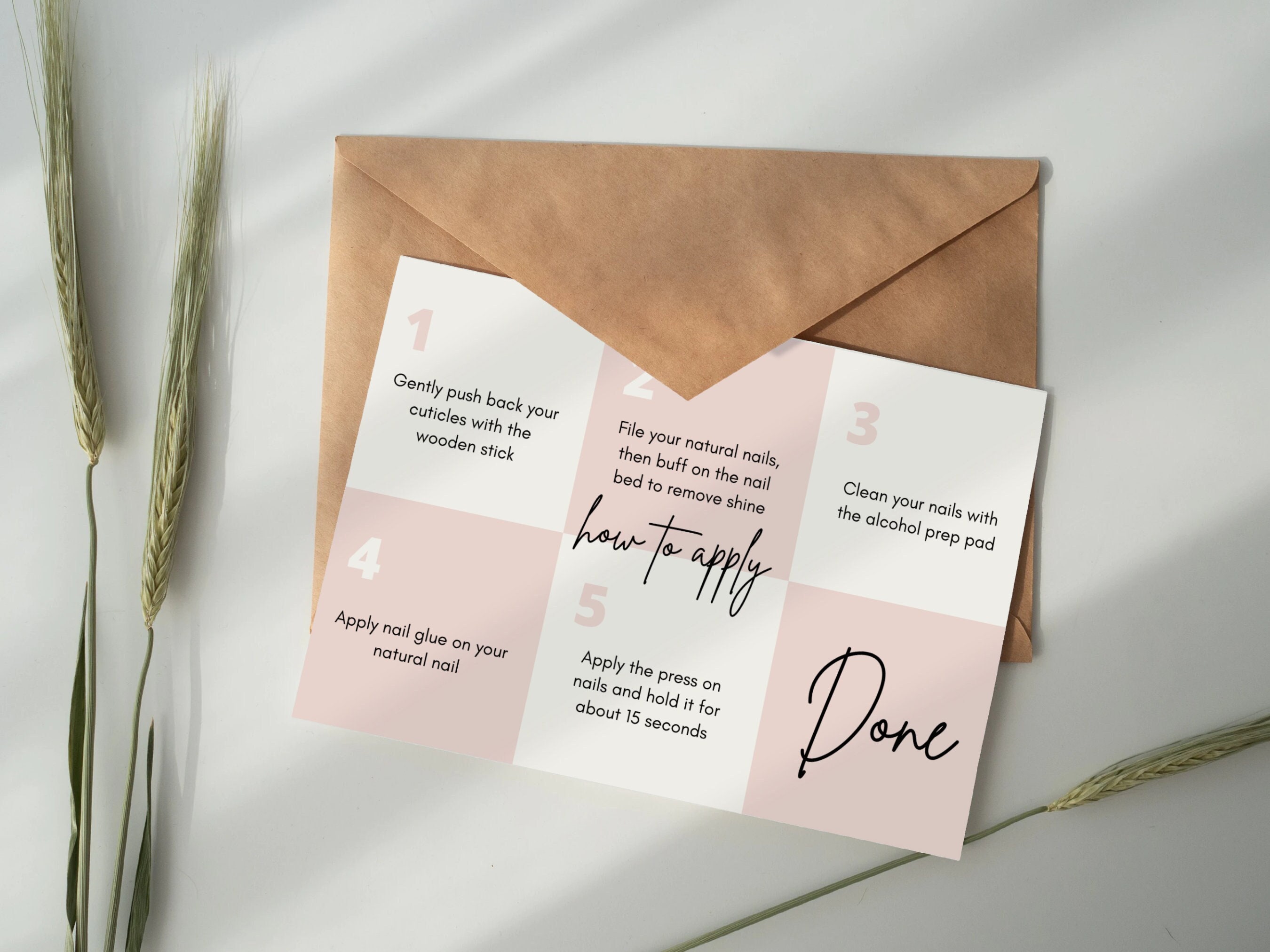 How to Apply Press on Nails Instructions Card Guide Templates Etsy