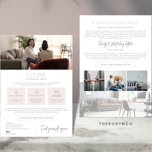 Design de modelos de folheto de terapia de psicologia de aconselhamento, editável para impressão, instantâneo, sessão de relaxamento de amor próprio, terapeuta de pôster de anúncios de negócios