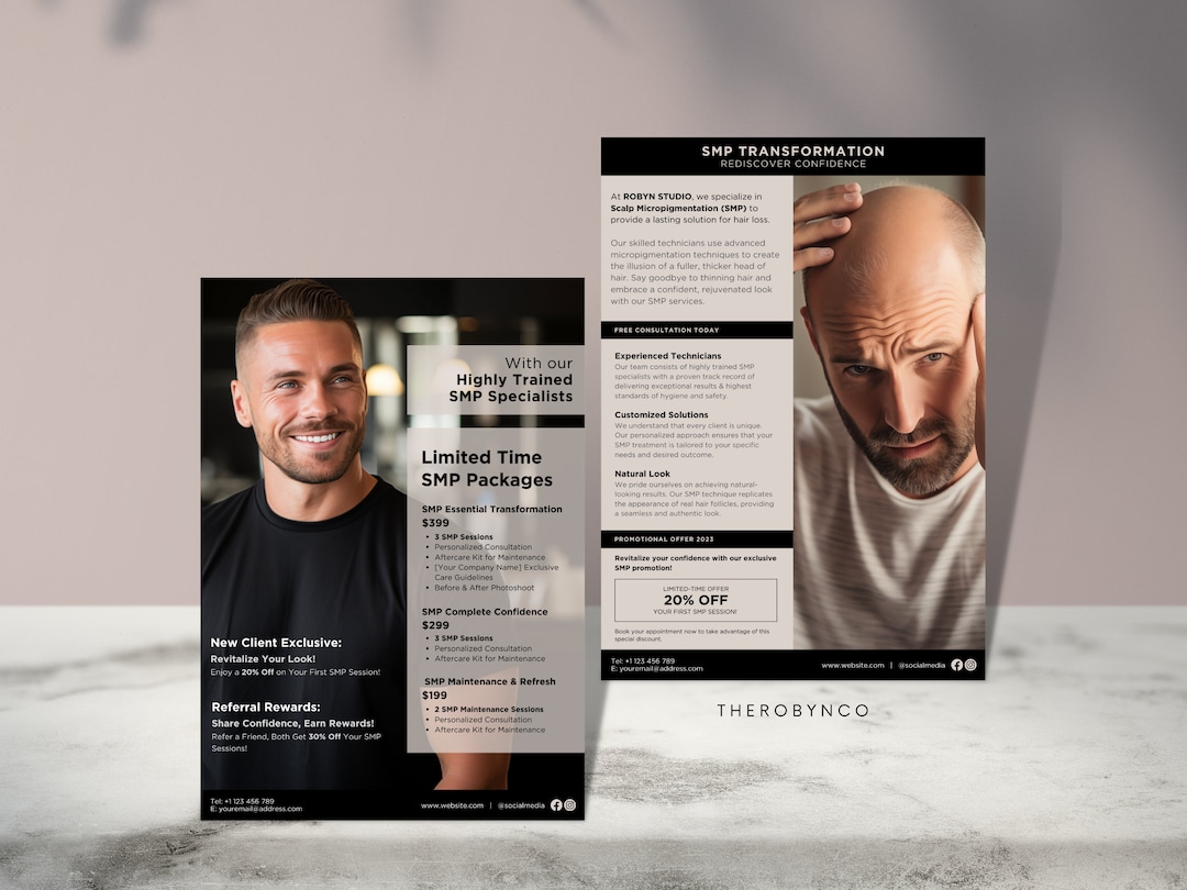 DIY SMP Promotion Flyer, Scalp Micropigmentation Flyer Templates Design ...