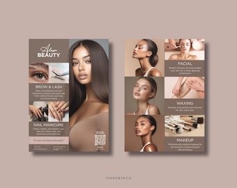 DIY Beauty Salon Flyer Templates Design, Hair Nail Makeup Salon, Editable, Printable, Instant, Promotion Esthetician Beautician PMU Canva