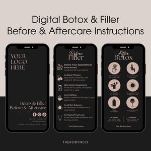 Mini modelli di progettazione di carte pre e post-terapia per riempitivo Botox digitale, istante stampabile modificabile, post-cura di bellezza estetica, iniettabili Medspa