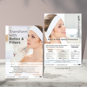 DIY Botox Dermal Filler Paket Flyer Vorlagen Design, Markenbewusstsein bearbeitbar druckbar, Sofort, Promo ästhetischer Salon, Werbung