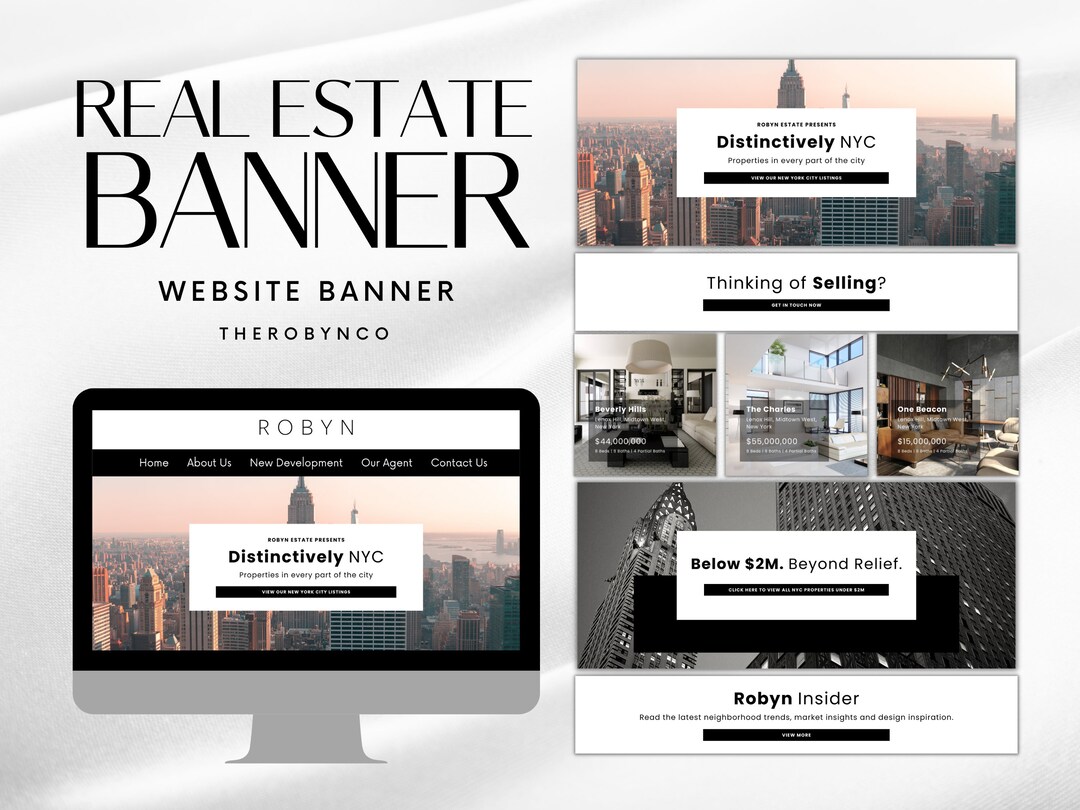 DIY Real Estate site Banner Design Templates, Shopify, Editable