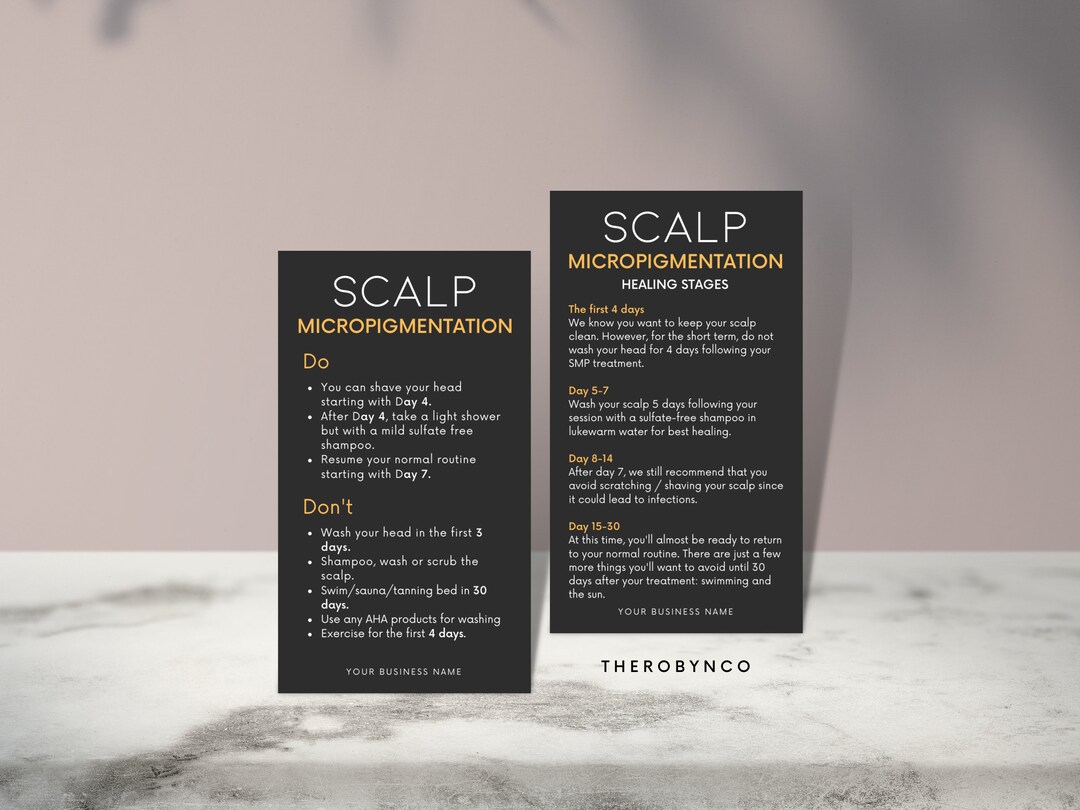 DIY SMP Aftercare, Scalp Micropigmentation Card Templates Design
