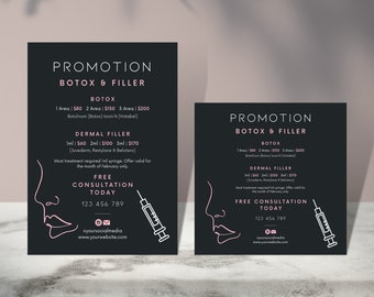 DIY Botox Filler Promotion Beauty Flyer Templates, Editable Printable, Brand Awareness, Poster Digital Version Instagram, Advertisement Ads