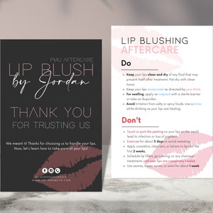 DIY PMU Lip Blush Blushing Aftercare How To Card Design Vorlagen, bearbeitbar, druckbar, Sofort, Nachsorge Karte, Embroidery Tattoo