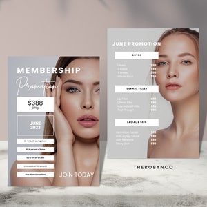 DIY Botox huidvuller schoonheid flyer sjablonen ontwerp, merkbekendheid bewerkbare afdrukbare instant lidmaatschap esthetiek salon, advertentie