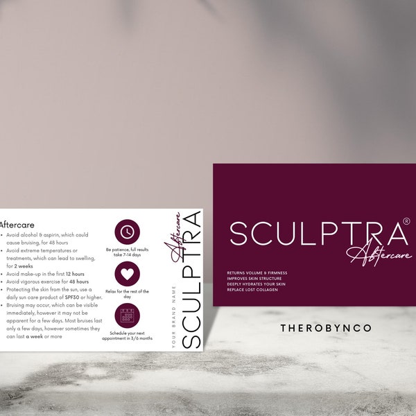 Sculp Aftercare Card Design Templates, Poly-L-Lactic Acid, Collagen Growth Instructions Care, Injectable, Nurse Beauty Clinic, Injector