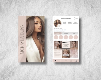 Esthetician Medspa Luxury Instagram Business Card Templates Design Beauty Guru PMU Makeup Lash Brow Hair Extension Boss Babe Name Card Canva