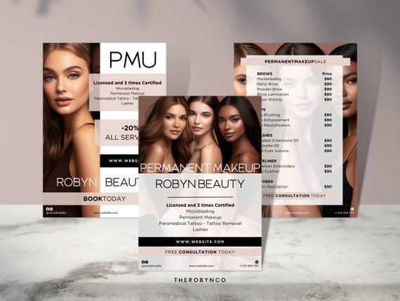 PMU Beauty Flyer Brand Awareness Templates Hair Nail Makeup 