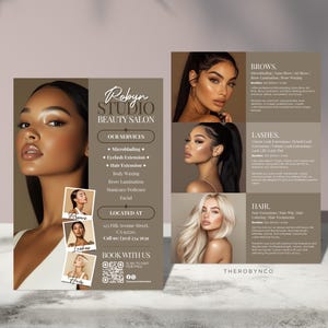 DIY Beauty Salon Flyer Templates Design, Hair Nail Makeup Salon, Edytowalny, Do druku, Natychmiastowy, Promocja Kosmetyczka Kosmetyczka PMU Canva