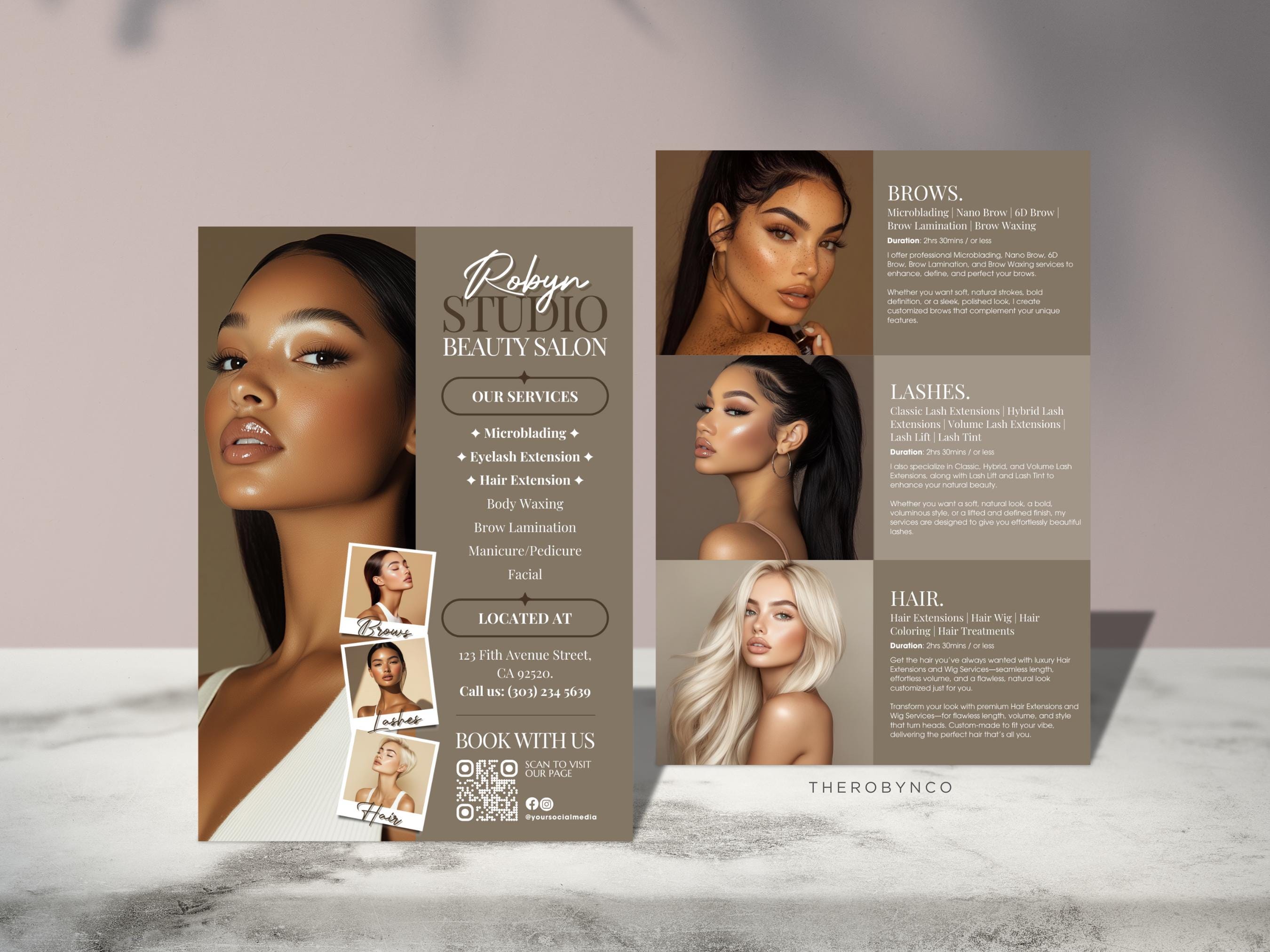DIY Beauty Salon Flyer Templates Design, Hair Nail Makeup Salon, Editable, Printable, Instant, Promotion Esthetician Beautician PMU Canva