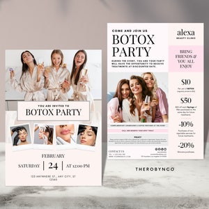 DIY Botox Party Invitation Beauty Flyer Templates, Editable Printable, Brand Awareness, Poster Digital Version Instagram, Advertisement Ads