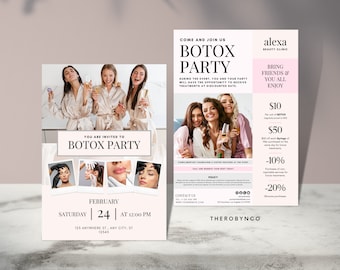 DIY Botox Party Invitation Beauty Flyer Templates, Editable Printable, Brand Awareness, Poster Digital Version Instagram, Advertisement Ads