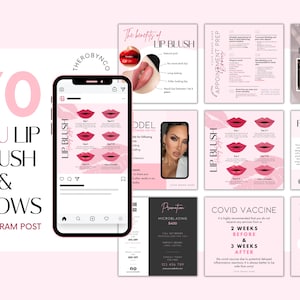 Fai da te 70 PMU Fard per labbra e sopracciglia Microblading Instagram IG Modelli Design contenuto, completamente modificabile, Accesso immediato, Estetica, Social media