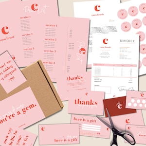COCO 17+ Kit di branding di grandi dimensioni Set modelli di pacchetti, modificabili, stampabili, moderni, listino prezzi unghie ciglia Business, salone di bellezza Social media