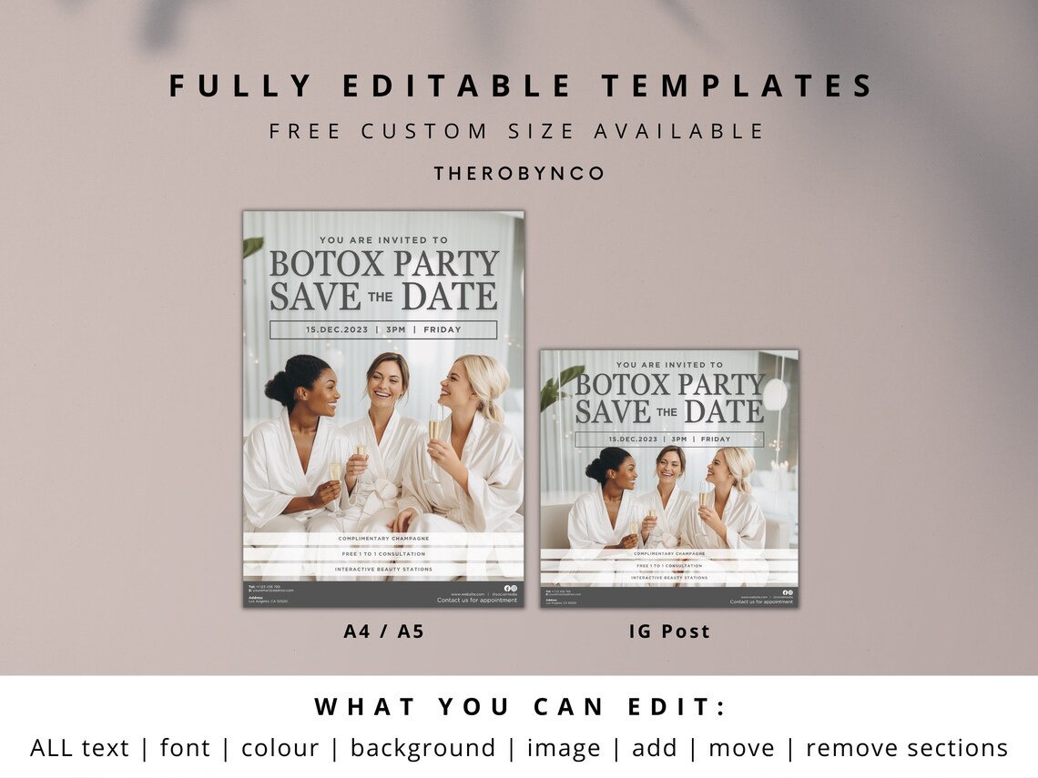 DIY Botox Party Promotional Beauty Flyer Templates, Editable Printable ...