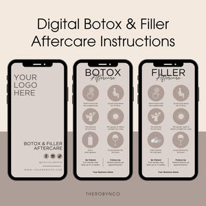 Mini-modèles numériques de conception de cartes de soins après-vente pour injection de Botox, Imprimable instantanée, soins post-esthétiques esthétiques, Injectables pour infirmière Medspa