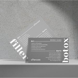 DIY Botox Filler Nazorgkaart Ontwerp Mini-sjablonen, bewerkbare, afdrukbare, instant, esthetische schoonheidspostverzorging, injectables Face Guide Card