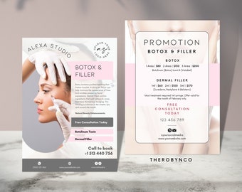 DIY Botox Dermal Filler Beauty Flyer Templates Design, Brand Awareness Editable Printable, Instant, Skincare Aesthetics Salon, Advertisement